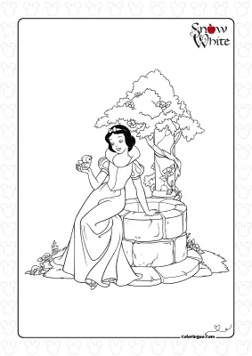 Snow White at the Well Coloring Page