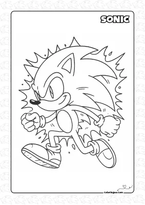 Sonic Runs Fast Coloring Page