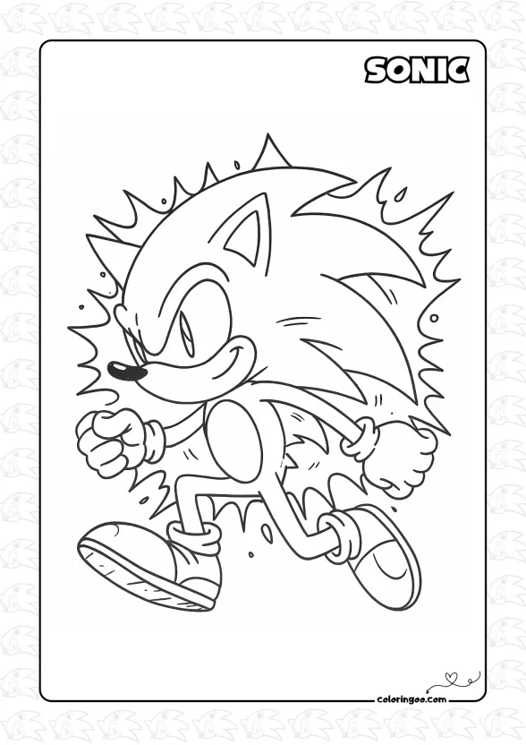 Sonic Runs Fast Coloring Page