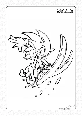 Sonic Ski Coloring Page