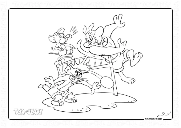 Spike Tom and Jerry are Playing Volleyball