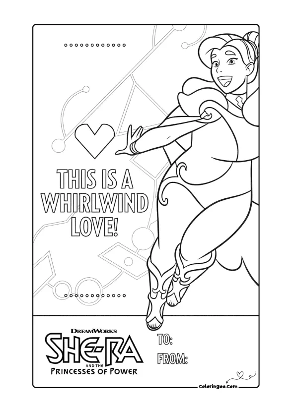 Spinnerella Valentines Day Card Coloring Page 1 Spinnerella Valentines Day Card Coloring Page