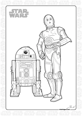 Star Wars R2D2 and C-3PO Coloring Page