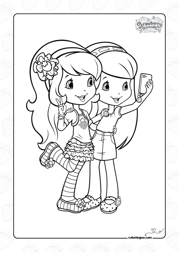 Strawberry Shortcake Selfie Coloring Page