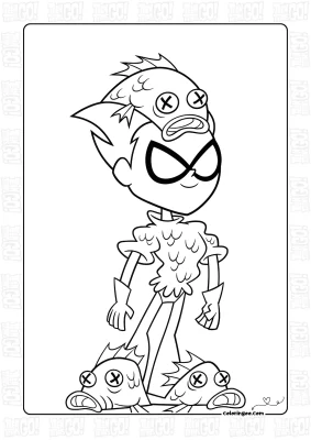 Teen Titans Go Robin Fish Outfit Coloring Page