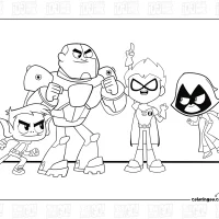 Teen Titans Team Coloring Page