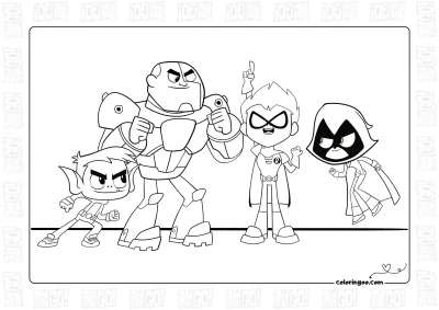 Teen Titans Team Coloring Page