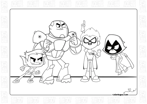 Teen Titans Team Coloring Page