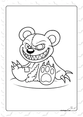 Terrible Teddy Bear Coloring Page