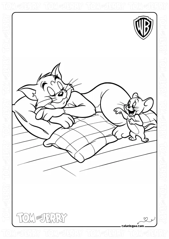 Tom Sleeping Coloring Page 1 Tom Sleeping Coloring Page