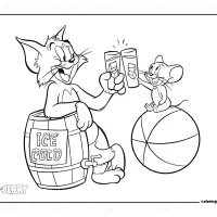 Tom and Jerry Cooling Down Coloring Page