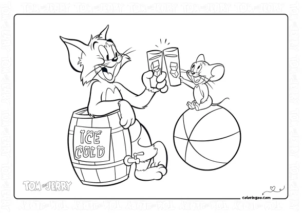 Tom and Jerry Cooling Down Coloring Page