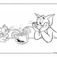 Tom and Jerry Drinking Coconut Cocktail