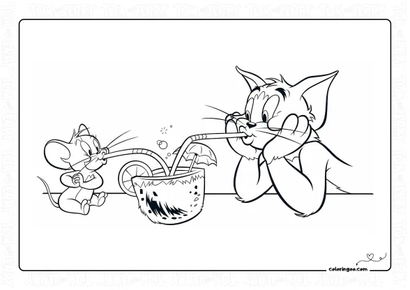 Tom and Jerry Drinking Coconut Cocktail