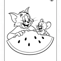 Tom and Jerry Sharing Watermelon