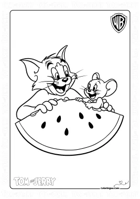 Tom and Jerry Sharing Watermelon