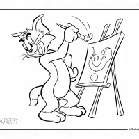Tom is Painting Coloring Page