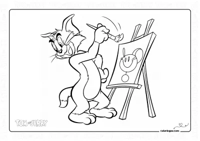 Tom is Painting Coloring Page