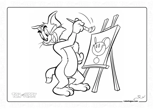 Tom is Painting Coloring Page