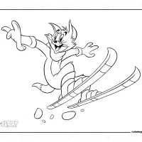 Tom is Skiing Coloring Page