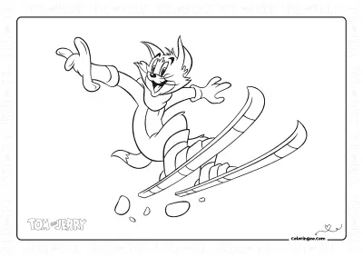Tom is Skiing Coloring Page