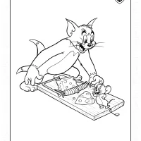 Tom with a Trap Coloring Page