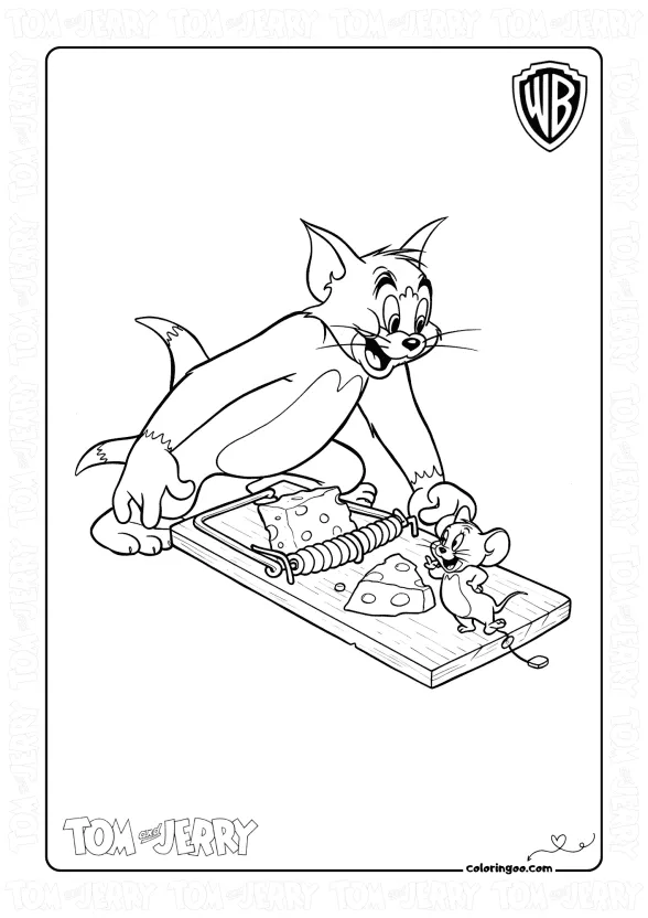 Tom with a Trap Coloring Page