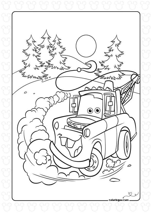 Tow Truck Mater Coloring Page 1 Tow Truck Mater Coloring Page
