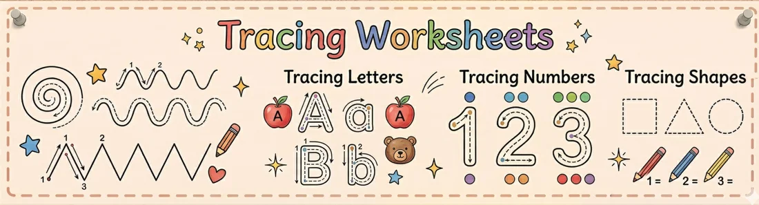 Tracing Worksheets Banner