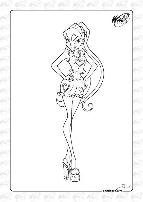 Winx Girl Stella Coloring Page 1 Winx Girl Stella Coloring Page