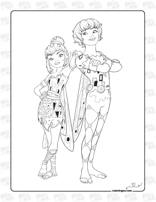 Yuko and Mo from Mia and Me Coloring Page