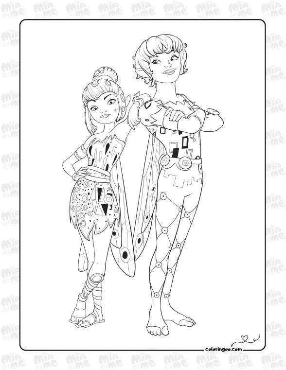 Yuko and Mo from Mia and Me Coloring Page 1 Yuko and Mo from Mia and Me Coloring Page