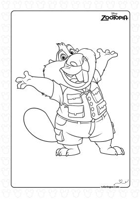 Zootopia 2 Nibbles Maplestick Beaver Coloring Pages