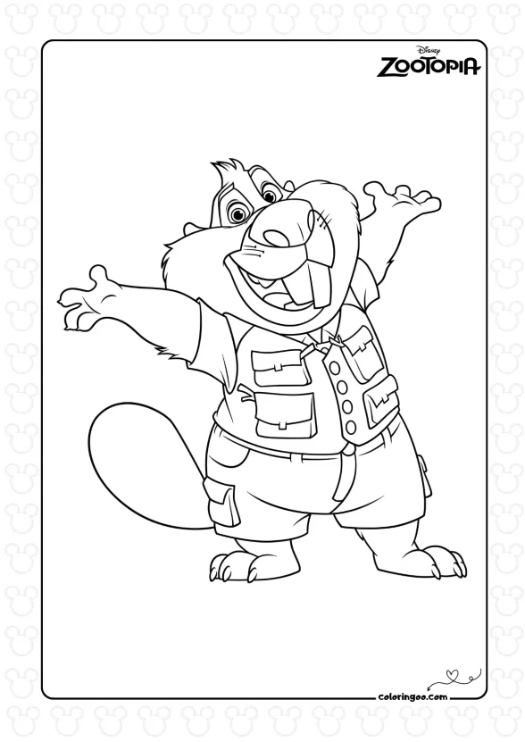 Zootopia 2 Nibbles Maplestick Beaver Coloring Pages