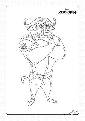 Zootopia Chief Bogo Coloring Page