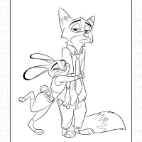 Zootopia Judy Hugs Nick Coloring Page 15 Zootopia Judy Hugs Nick Coloring Page