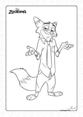 Zootopia Nick Wilde Coloring Page