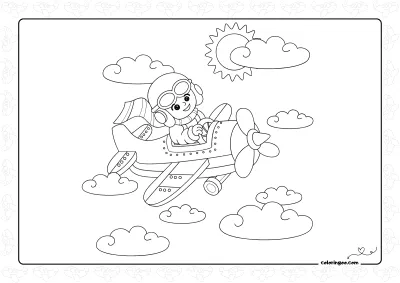 A Boy On The Plane Coloring Page