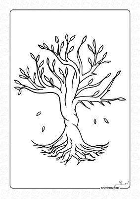Autumn Tree Coloring Pages for Kids