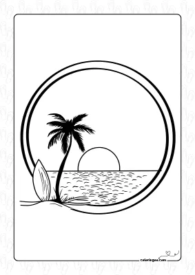 Beach Circle Coloring Page