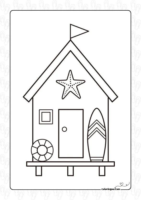 beach house coloring page