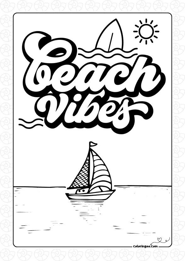 beach vibes coloring page