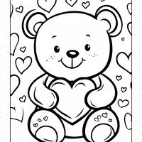bear valentine coloring page