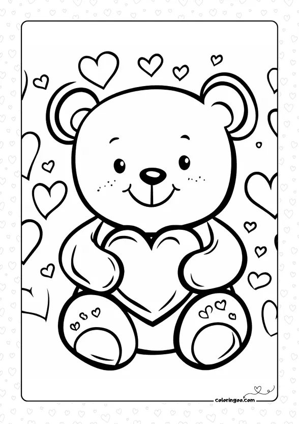 Bear Valentine Coloring Page 1 bear valentine coloring page
