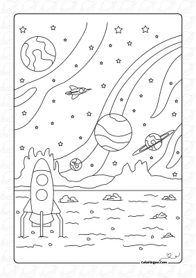 Beautiful Space View Coloring Page