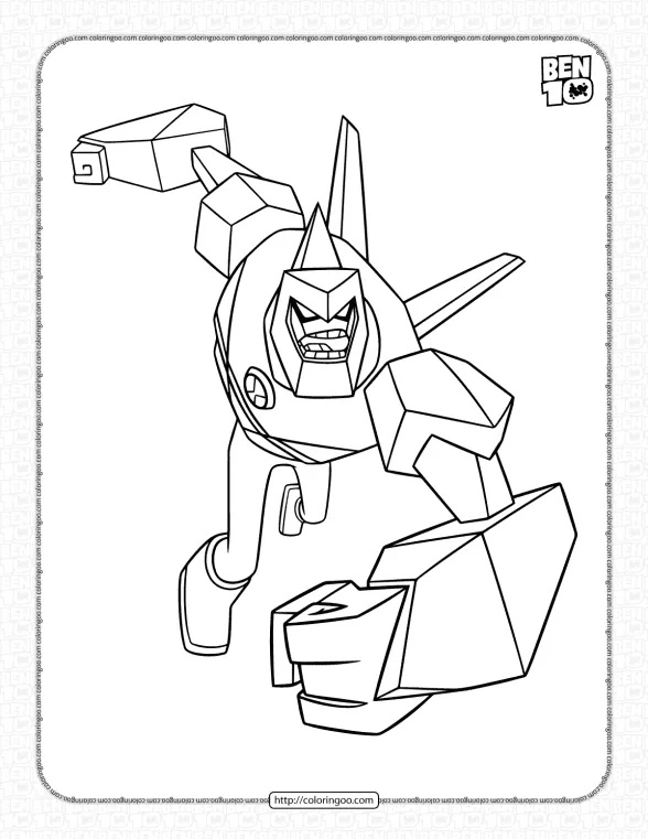 Ben 10 Diamondhead Reboot Coloring Page for Kids 1 ben 10 diamondhead coloring pages for kids