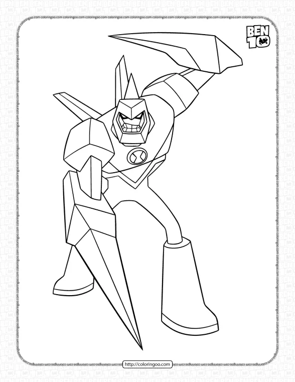 Ben 10 Diamondhead Reboot Coloring Pages 1 ben 10 diamondhead reboot coloring pages