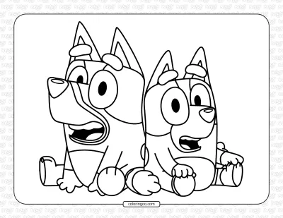 Bluey and Bingo Coloring Sheet