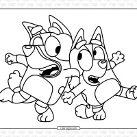 bluey and bingo dancing coloring page