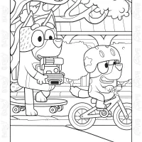 bluey bike ride coloring page